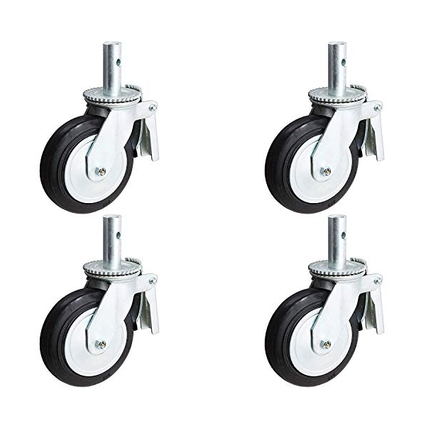 8"x2" Scaffold Caster W/ Brakes, Mold-ON-Rubber Wheel, PK4